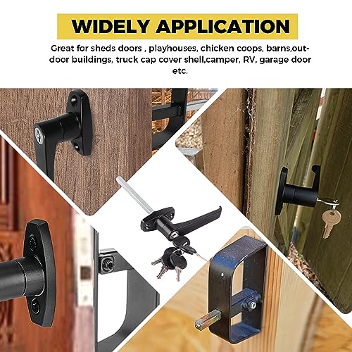 shed Door Latch shed Door Handle with 5-1/2" Stem,shed Door Lock Matching Set Includes 5 Keys forPlayhouses, shed Latch Chicken Coops,Camper, RV, Garage Door(Black) - size: 5.5inch L