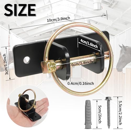 4 PCS Heavy Duty Water Bucket Hooks with Quick Release Pin, 5/32 Inch Thick Wall Mounted Horse Feed Bracket for Stall, Seamless Welded Hardware for Livestock, Barn & Pets