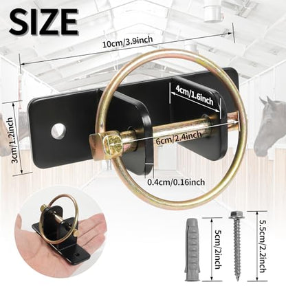 4 PCS Heavy Duty Water Bucket Hooks with Quick Release Pin, 5/32 Inch Thick Wall Mounted Horse Feed Bracket for Stall, Seamless Welded Hardware for Livestock, Barn & Pets