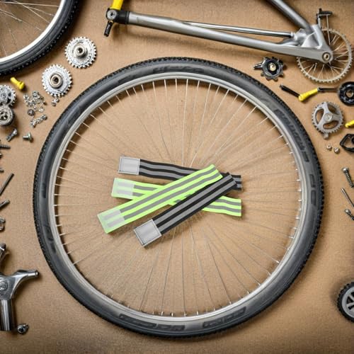 Tofficu 8pcs Reflective Cycling Leg Straps and Ankle Bands, Adjustable 35-50cm Elastic Trouser Retainers for Night Riding Safety and Outdoor Running Gear
