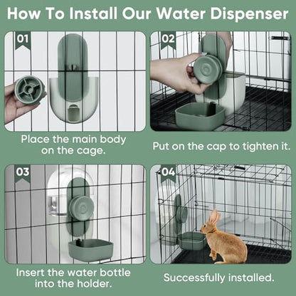 Lemtrflo 28oz Hanging Automatic Water Dispenser，Rabbit Water Bottle,Bunny Guinea Pig Ferret Water Bowl for Cage,Suitable for Small Animal Puppies(Cage Grid Spacing Over 1.2'') (Green) - color: Green