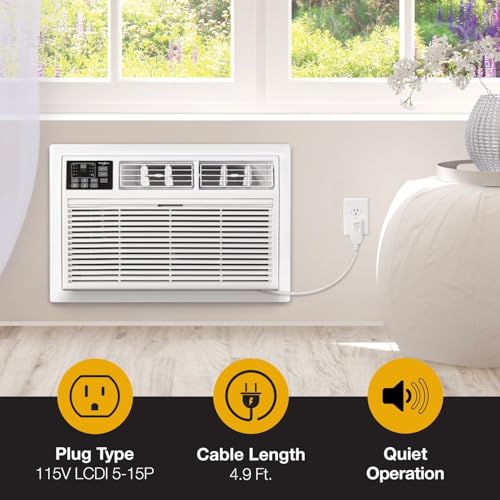 Whirlpool 10,000 BTU Through the Wall Air Conditioner, 115V, Cools up to 450 Sq. Ft. for Living Room, Bedroom, Kitchen with Dehumidifier and Remote Control, White - size: 10,000 BTU