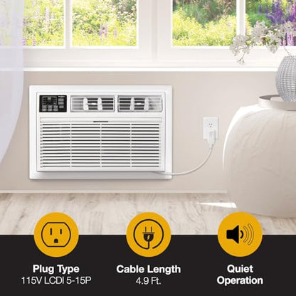 Whirlpool 10,000 BTU Through the Wall Air Conditioner, 115V, Cools up to 450 Sq. Ft. for Living Room, Bedroom, Kitchen with Dehumidifier and Remote Control, White - size: 10,000 BTU