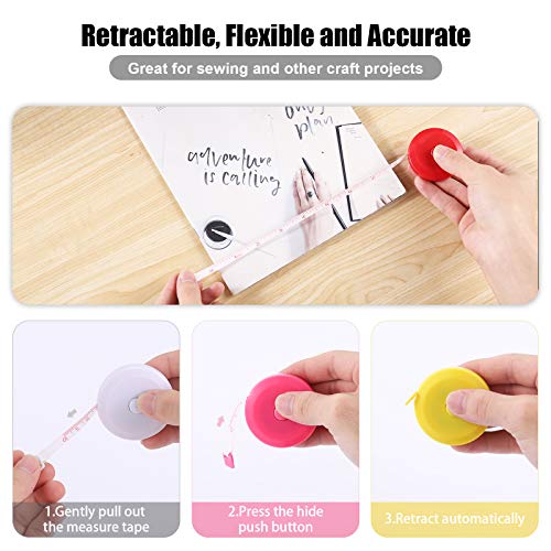 Tape Measure Body Measuring Tape, Retractable 60 Inch Soft Mini Measuring Tape, Small Sewing Fabric Tape Measurer for Cloth Waist Medical Nursing Craft(8 Pack) - color: 8 Colors