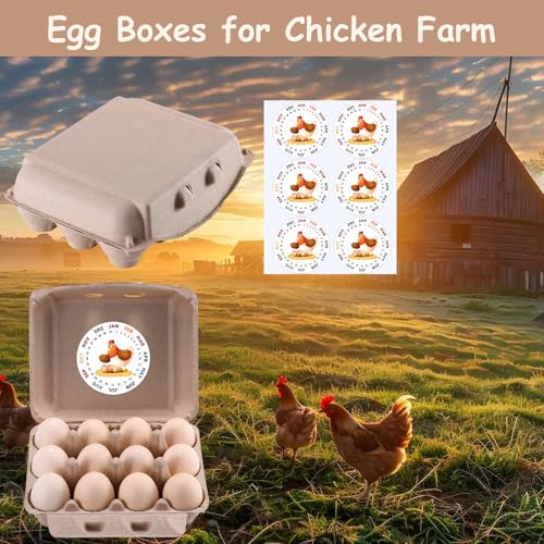 LayHyand 100 Pcs Vintage Egg Cartons with Labels, Square Dozen Egg Basket Blank Natural Paper Pulp, Classical 3x4 Style Holds Up to One Twelve 12 Count Chicken Eggs, Sturdy Eggs Box with Stickers - size: Dozen Egg Cartons 100 Pcs Set