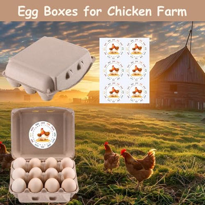 LayHyand 100 Pcs Vintage Egg Cartons with Labels, Square Dozen Egg Basket Blank Natural Paper Pulp, Classical 3x4 Style Holds Up to One Twelve 12 Count Chicken Eggs, Sturdy Eggs Box with Stickers - size: Dozen Egg Cartons 100 Pcs Set