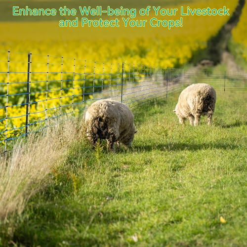 PPOLB Highly Visible Blue Electric Fence Netting, 49.6" H x 164' L, Portable Livestock Nets Mesh for Goats, Sheep, Hogs, Dog, Electric Fencing for Backyards, Homesteaders, Farms Ranches, and Gardens - size: 49.6" H x 164' L