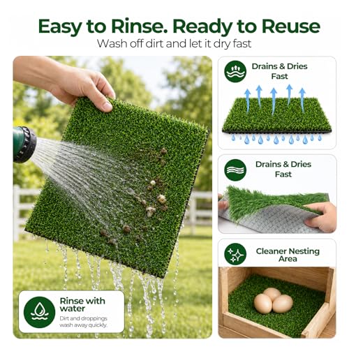 Chicken Nesting Pads, 12x12 Washable Artificial Grass Mat for Chicken Coop, Reusable Pet Garden Turf with Rubber Backing (4PCS) - color: 4PCS
