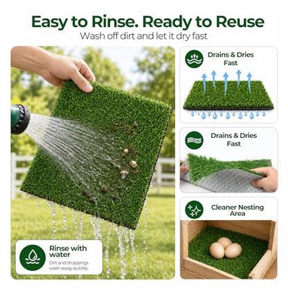 Chicken Nesting Pads, 12x12 Washable Artificial Grass Mat for Chicken Coop, Reusable Pet Garden Turf with Rubber Backing (4PCS) - color: 4PCS