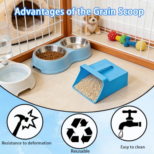 2 Pack Large Feed Scoop,128 oz Plastic Grain Scoop with Side Handle,Blue Multi Purpose Feed Scoop for Livestock,Bucket Ice Scoop Suitable for Dry Feed for Poultry,Horses Other Livestock Animals