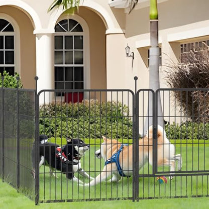 Dog Playpen,32/40/45 Inch Height in Heavy Duty, Folding Indoor Outdoor Anti-Rust Dog Exercise Fence, Portable Pet Playpen with Door for Large Medium Small Dogs and Pet (16 Panels, 32 Inch) Silver