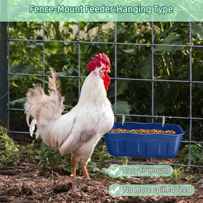Chicken Feeder Waterer,Hanging Goat Feeders,Feed Trough 3.5 Quart 2 Pack,Hanging Fence Feed Trough for Poultry Livestock,Blue - color: Blue, size: 3.5 Quart (2 Pack)