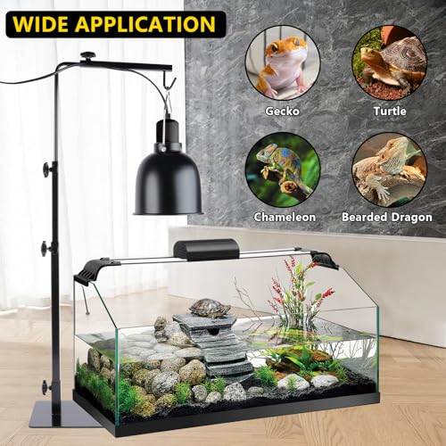 Reptile Lamp Stand, Adjustable 14-32 Inch Heat Lamp Stand, Reptile Light Stand Holder Lamp Hanging Bracket Metal Support for Glass Terrarium