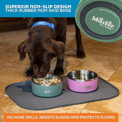 Master Pet Supply Stainless Steel Dog Bowls - 32 oz, Heavy Duty - Camo Patrol, Double Wall Extra-Thick Insulated, Non-Slip Pet Water Bowl for Dogs, Cats & Pets, Anti Rust Metal, Dish Washer Safe - color: Camo Patrol, size: 4 Cups (32 oz)