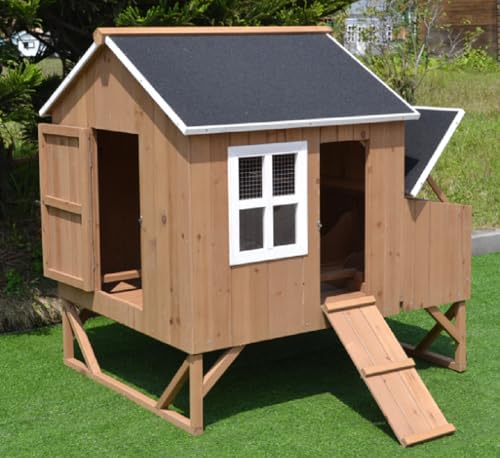 Deluxe Large Wood Chicken Coop Backyard Hen House 4-8 Chickens with 3 Nesting Box