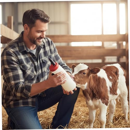Calf Bottle with Detachable Nipple 2.5L Plastic Nursing Bottle with Regulating Valve and Handle Farm Equipment Calf, Farm Equipment, Goat, Goat Bottles for Feeding Baby Goats