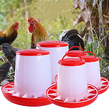 Chicken Feeder Automatic Poultry Food Dispenser with Handle Hanging Poultry Food Container with Handle