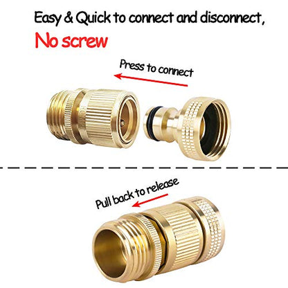 HQMPC Garden Hose Quick Connect Solid Brass Quick Connector Garden Hose Fitting Water Hose Connectors 3/4 inch GHT (2SETS) - size: 2 Sets