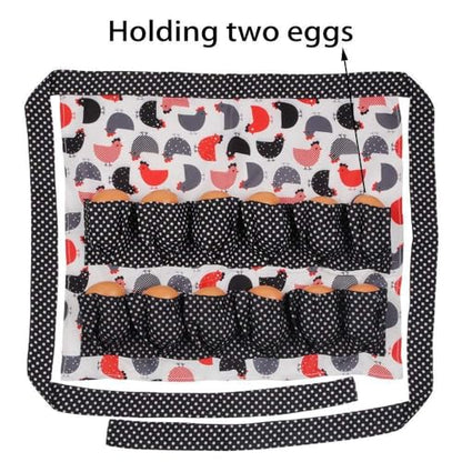 Sefiron Chicken Egg Collecting Apron,12 Deep Pockets for Hense,Duck,Goose Eggs - color: White Dot