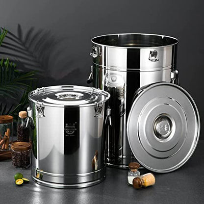 Milk Barrel, 25-105L Milk Cans Wine Pail Bucket Milk Jug Oil Barrel Tea Canister, 304 Stainless Steel Silicone Seal Tank Heavy Duty Dairy Pot for Liquid Solid Storage,25L,75L - size: 75L