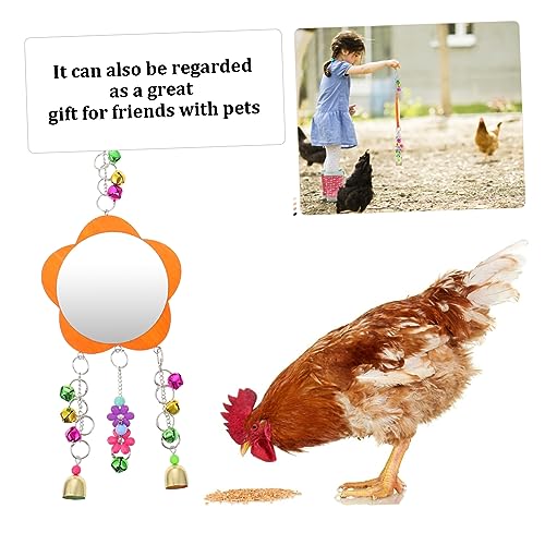 KESYOO 1pc Chicken Hanging Mirror Toy Bells Bird Mirror for Coop Fun Pet Supplies for Hens and Interactive Play for Chickens Great for Pet Birds