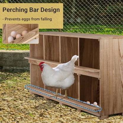 Neoaider Nesting Boxes for Chickens 8 Compartment, Wall-Mounted Wooden Chicken Nesting Box, Ensuring Comfortable Egg Laying, Preventing Egg Falls, Perfect for Backyard and Poultry Farms - size: 50.0"L x 14.7"W x 26.0"H