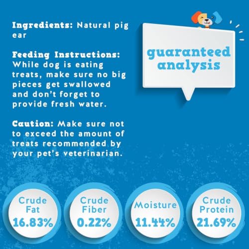 Jack&Pup Pig Ears for Dogs (10 Pack) - All Natural Single Ingredient Extra Thick Large Whole Pigs Ears - Premium Dog Pig Ear Treats - Natural Dog Pork Chews; Excellent Rawhide Alternative