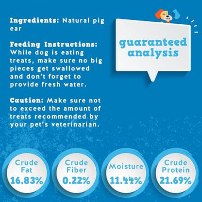 Jack&Pup Pig Ears for Dogs (10 Pack) - All Natural Single Ingredient Extra Thick Large Whole Pigs Ears - Premium Dog Pig Ear Treats - Natural Dog Pork Chews; Excellent Rawhide Alternative