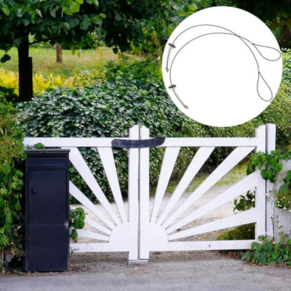 2 Sets Gate Latch Cable Pull String, Black Gate Latch Pull Cord with Gate Latch Spring Door Latch Opener Adjustable from 2-6 inch for Metal Wooden Fence Garden Backyard