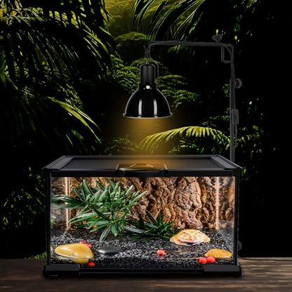 DXOPHIEX 5.5 inch Dome Reptile Light Fixture Reptile Heat Lamp UVB Light Fixture for Bearded Dragon, Lizard, Hermit Crab, Turtle Tank and Terrarium（Max 100W） - size: 5.5inch shallow dome
