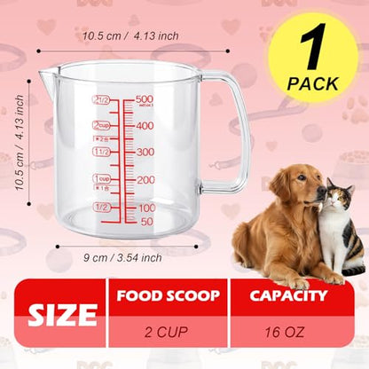 Dog Food Scoop 2 Cup,Plastic Measuring Cups with Handle Pet Food Scoops with Precise Markings for Dogs, Cats or Birds Food (2 CUP) - size: 2 CUP