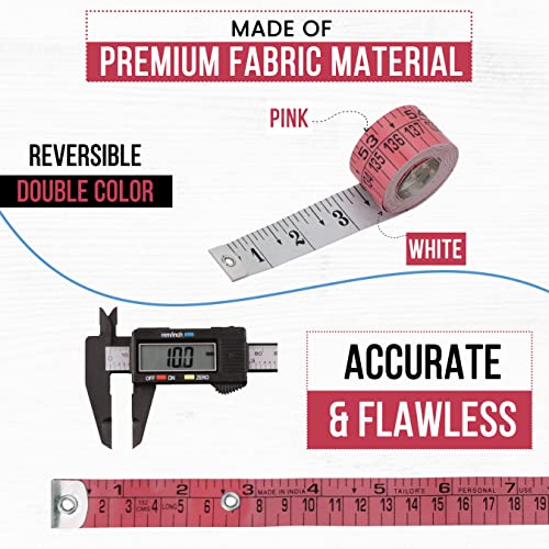 Pack of 2 Fabric Tape Measure, Measuring Tape for Body |Soft Measuring Tape for Sewing Cloth & Weight Loss Medical Body Measurement Nursing Craft 60 inch,150 cm - color: Pink
