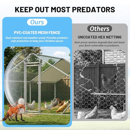 Metal Chicken Coop 13x10x6.56ft Large Walk-in Poultry Cage for 10-20 Chickens Chicken Run Hen Rabbit Duck House with Waterproof Cover for Outdoor Farm Use - size: 156.0"L x 120.0"W x 78.7"H