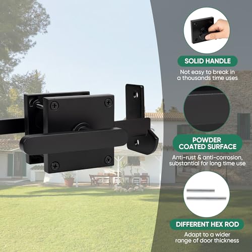 JUBEST Double Side Gate Latch, Heavy Duty Swinging Door Latch Gate Hardware for Left Inswing Outdoor Fence, Wooden Gates, Pool Gate, Backyard, Garden - size: GL01