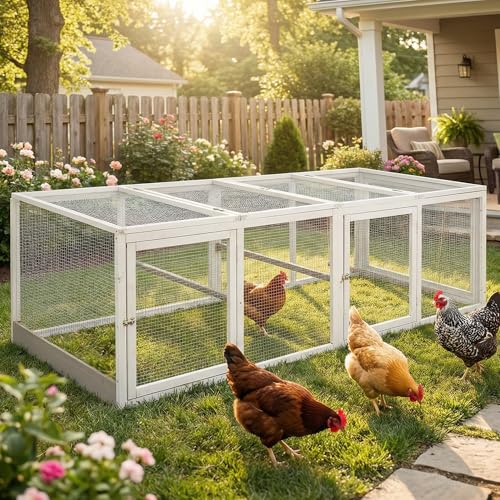 Expandable Chicken Run with Roosting Bars & Swing – Metal Wire Enrichment Poultry Enclosure, Secure Lockable Door, Connectable Design for Coop Expansion – Backyard Habitat for Chickens, Ducks, Rabbits - style: 80.1"L x 27.6"W x 21.5"H