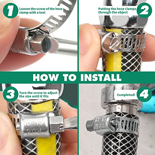 OURU 10PCS Hose Clamps Stainless Steel Adjustable 3/4"–1-1/4"(18-32mm) Worm Gear Hose Clamp, Heavy Duty Metal Small Hose Clamps for Automotive, Pipe, Radiator Plumbing, Fuel Line - size: 3/4"-1-1/4"(18-32mm)