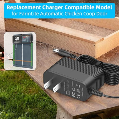 12V Charger for FarmLite Automatic Chicken Coop Door Opener AC Adapter Power Supply Replacement