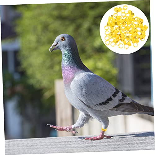 100pcs Bird Pigeons Leg Rings Poultry Leg Bands Meat Pigeon Anklet Easy Clip Rings - color: Yellow