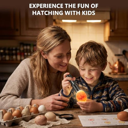 Egg Candler for Chicken Eggs, Rechargeable Bright Cool Light Egg Candler Tester for Chicken Duck Eggs, Handheld Egg Light for Incubators, Farm & Home Use