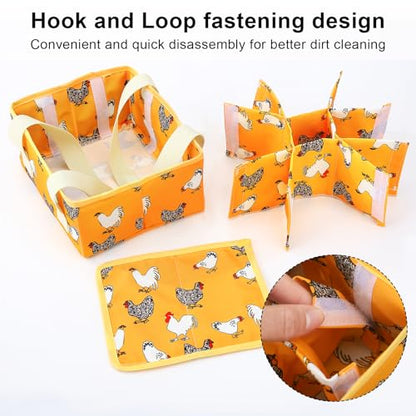 Removable Egg Collecting Basket, Egg Basket for Gathering Fresh Eggs with 9 Pouches, Foldable Canvas Egg Holder, Collector Egg for Chicken, Duck, Goose, Collection (Yellow-flowered Chicken) - style: Yellow-flowered Chicken