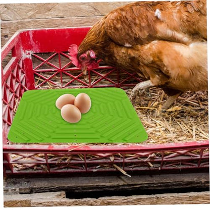Kisangel Silicone Chicken Nesting Pads for Laying Eggs Reusable Nonskid Nest Box Liners Breathable Egg Protection Mats for Chicken 2-Pack - color: Green
