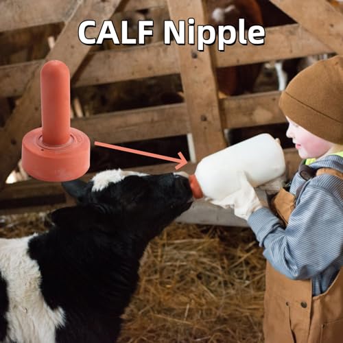 5Pcs Small Animal Milk Drink Nipple, 4.2in Length Rubber Snap On Calf Nipple Livestock Feeding Nursing Watering Supplies