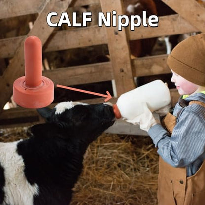 5Pcs Small Animal Milk Drink Nipple, 4.2in Length Rubber Snap On Calf Nipple Livestock Feeding Nursing Watering Supplies