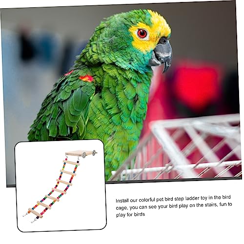 FRCOLOR 2pcs Bird Ladder Toy with Platform for Parrots and Birds Easy to Install Natural Wood and Climbing Activities