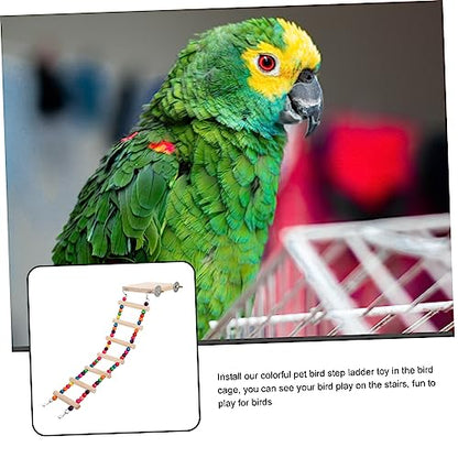 FRCOLOR 2pcs Bird Ladder Toy with Platform for Parrots and Birds Easy to Install Natural Wood and Climbing Activities
