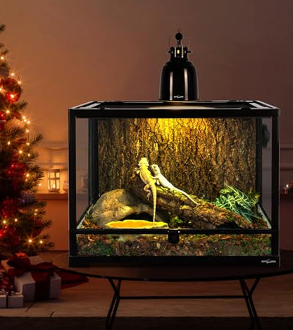 REPTI ZOO Reptile Heat Lamp Cap Deep Dome Reptile Light Fixture Polished Aluminum Alloy Heat Lamp Fixture for Lizard, Bearded Dragon, Turtles, and Snake Terrarium, Max 100W 5.5 Inches Black