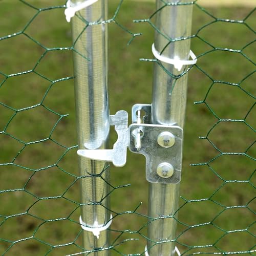 Large Metal Chicken Coop Run, Afqxf 9.8x6.5x6.4FT Outdoor Walk-in Poultry Cage Hen Playpen House with Waterproof Cover and Lockable Door for Patio Yard Farm - size: 6.5' L x 9.8' W x 6.4' H