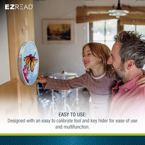 EZREAD Hanging Dial Thermometer 840-1235 Weather Thermometers for Indoor and Outdoor Use, Large 12.5 Inch Diameter, Easy to Read Numbers, Butterfly - color: Butterfly