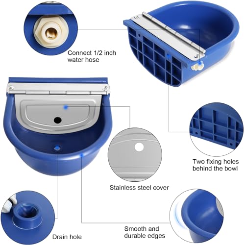 Automatic Water Dispenser for Dogs, Plastic Automatic Dog Waterer Livestock Water Bowl Goat Waterer with 39 inch Water Hose for Horse Water Trough