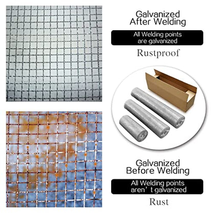 Hardware Cloth 20'' x 20' 1/4 in Galvanized Wire Mesh Roll (23 GA) Chicken Wire Fence Roll for Chicken Pen/coop Fences, Screen mesh, Rabbit/Snake Fences, Poultry enclosures, Handicraft Making, etc. - size: 20In x 20Ft